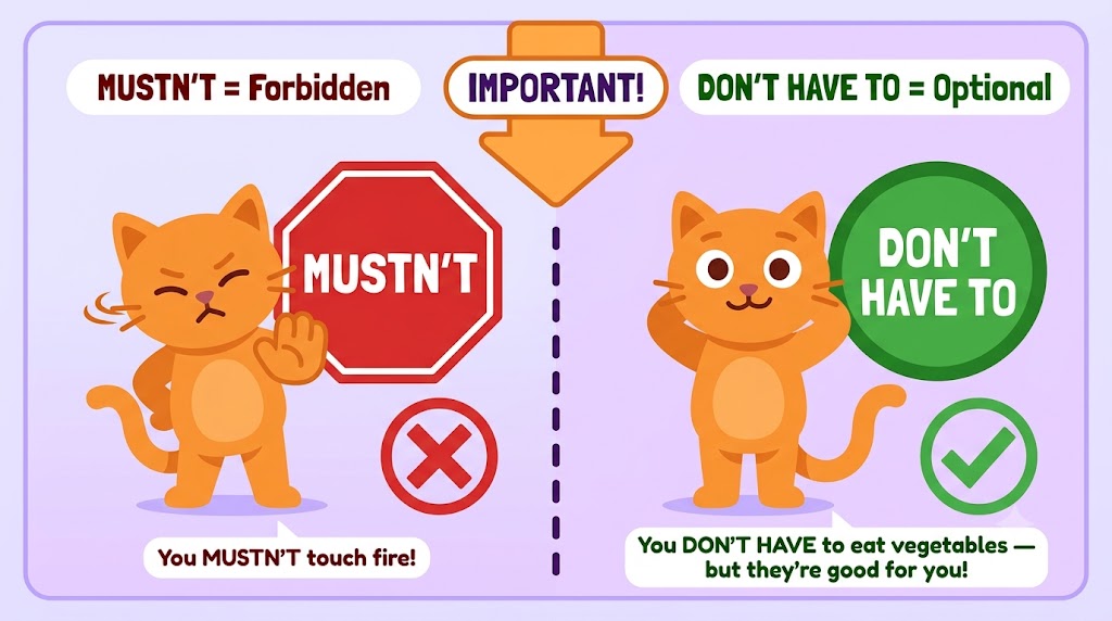 Mustn't vs Don't Have To comparison