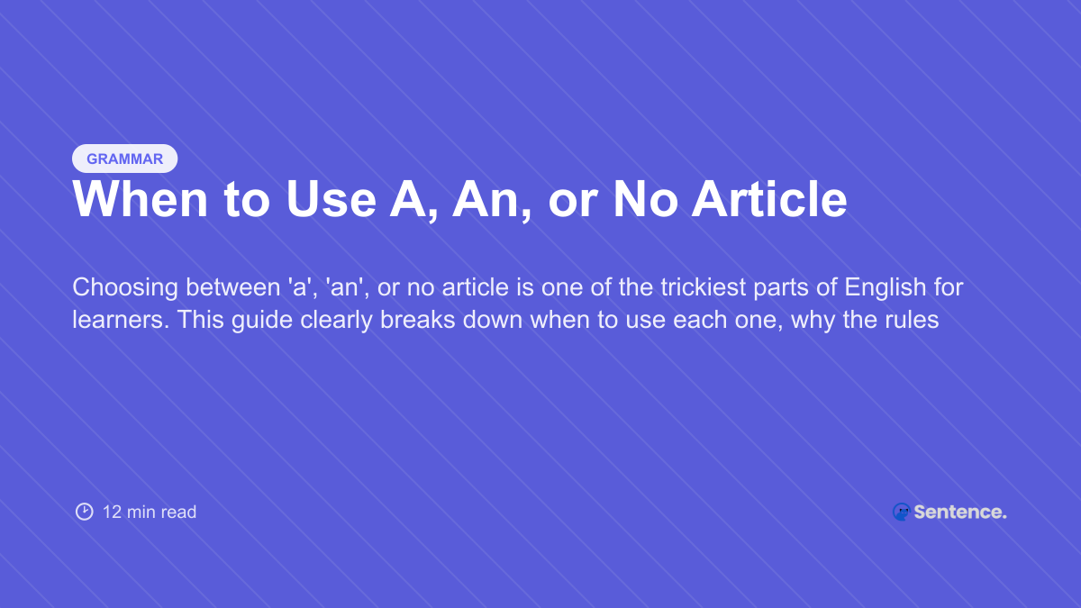 When to Use A, An, or No Article - CatSentence