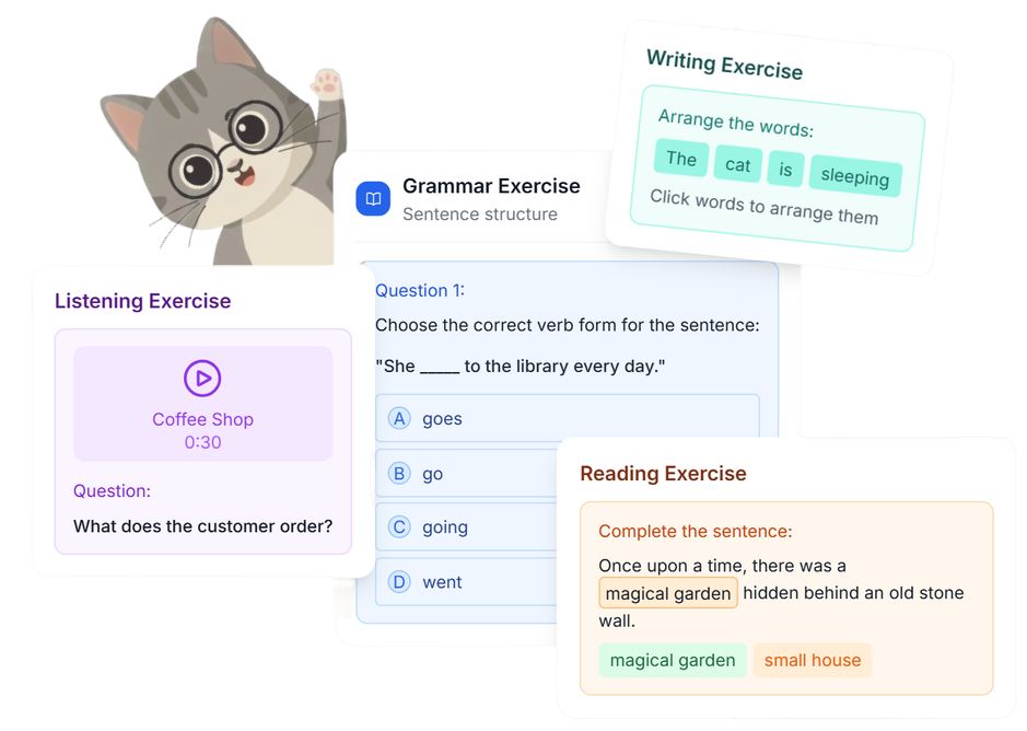 Latihan Bahasa Inggris Online di CatSentence