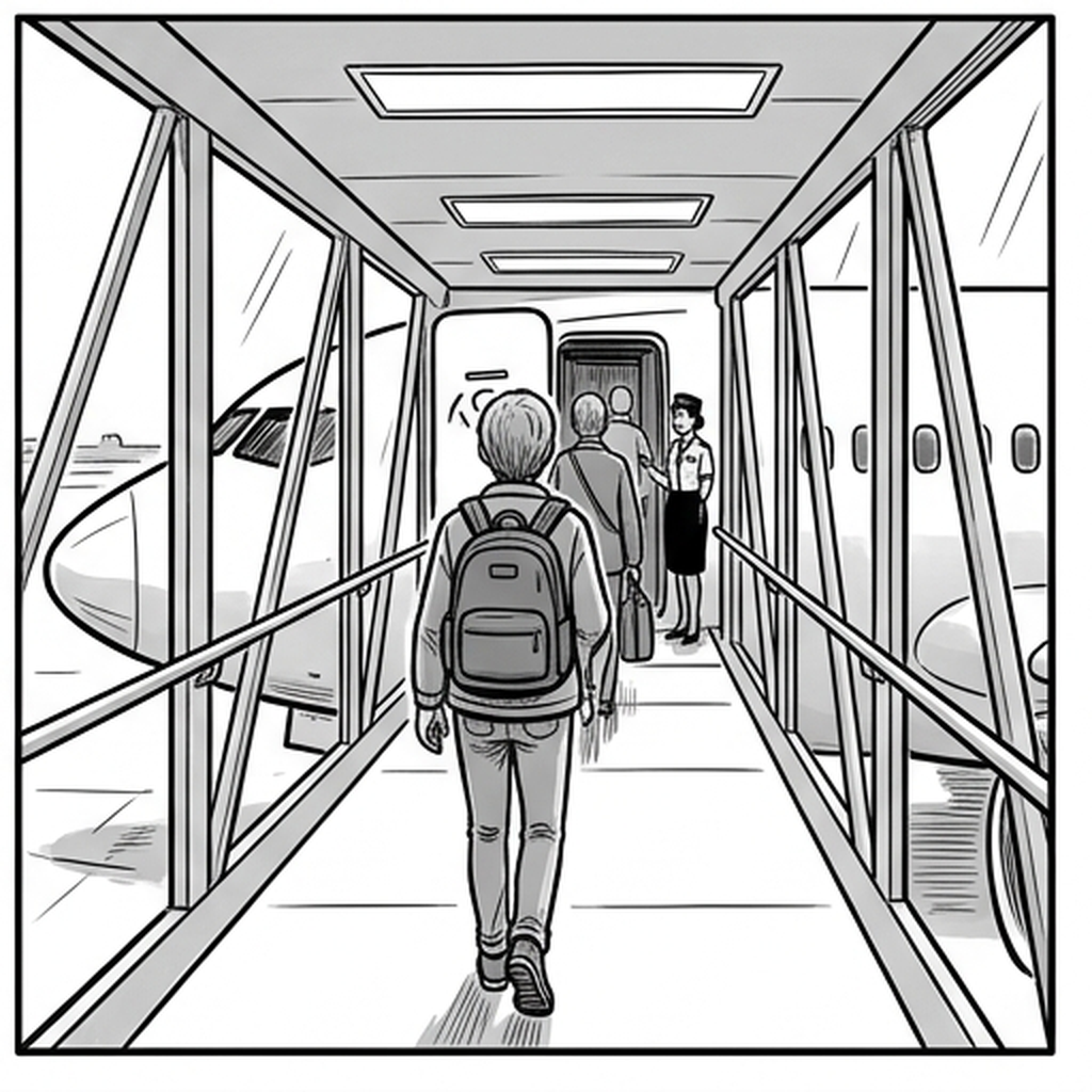 Boarding the airplane