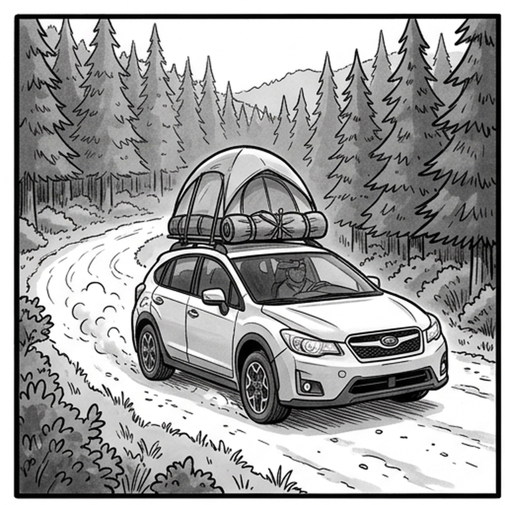 Driving into the forest with gear