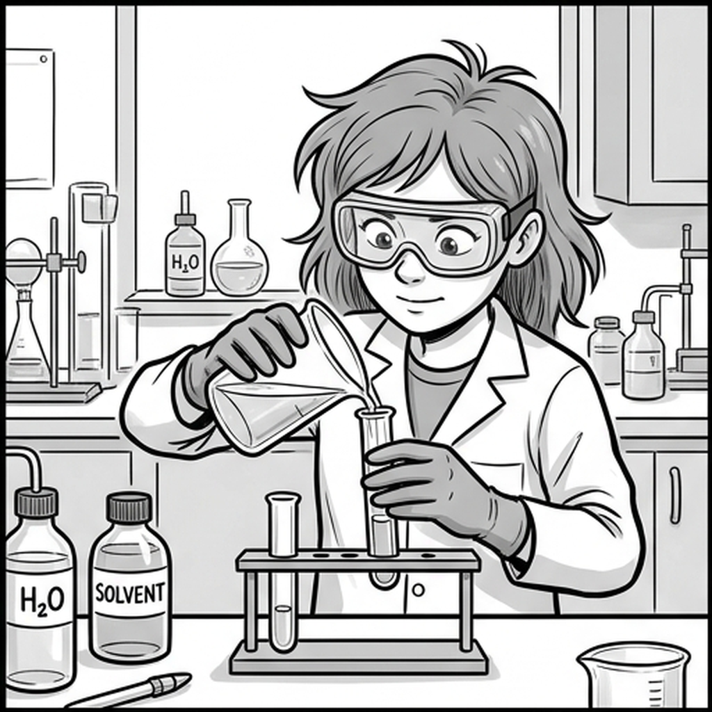 Pouring liquid in a test tube