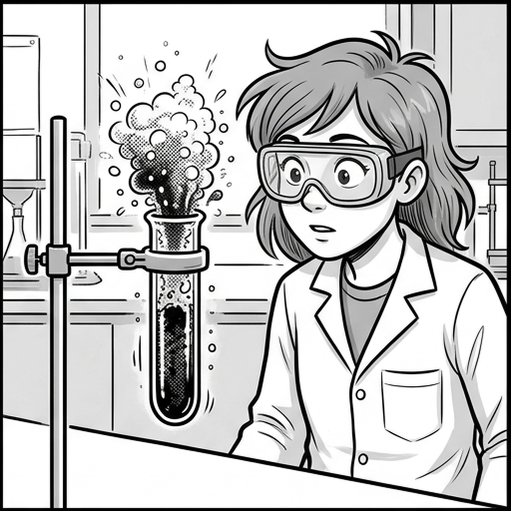 Liquid changing color and bubbling