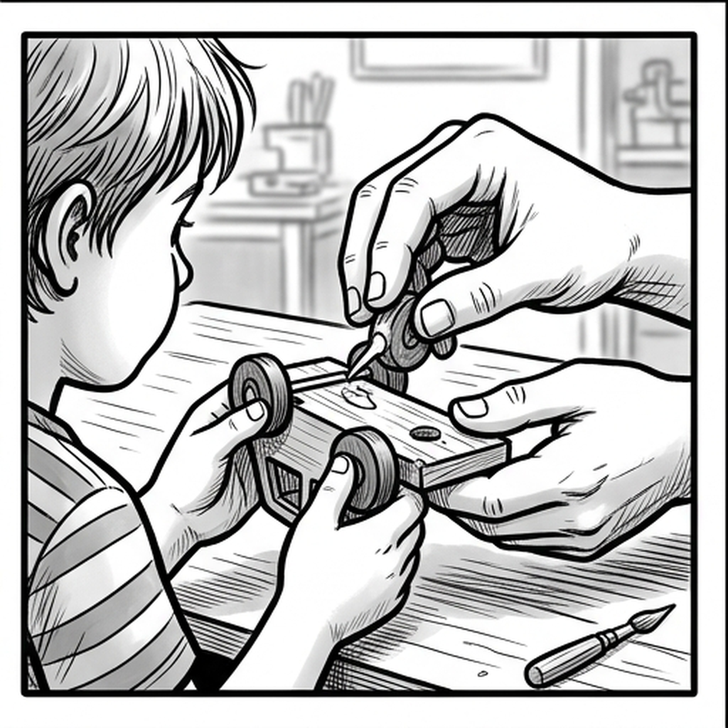 Gluing the toy back together