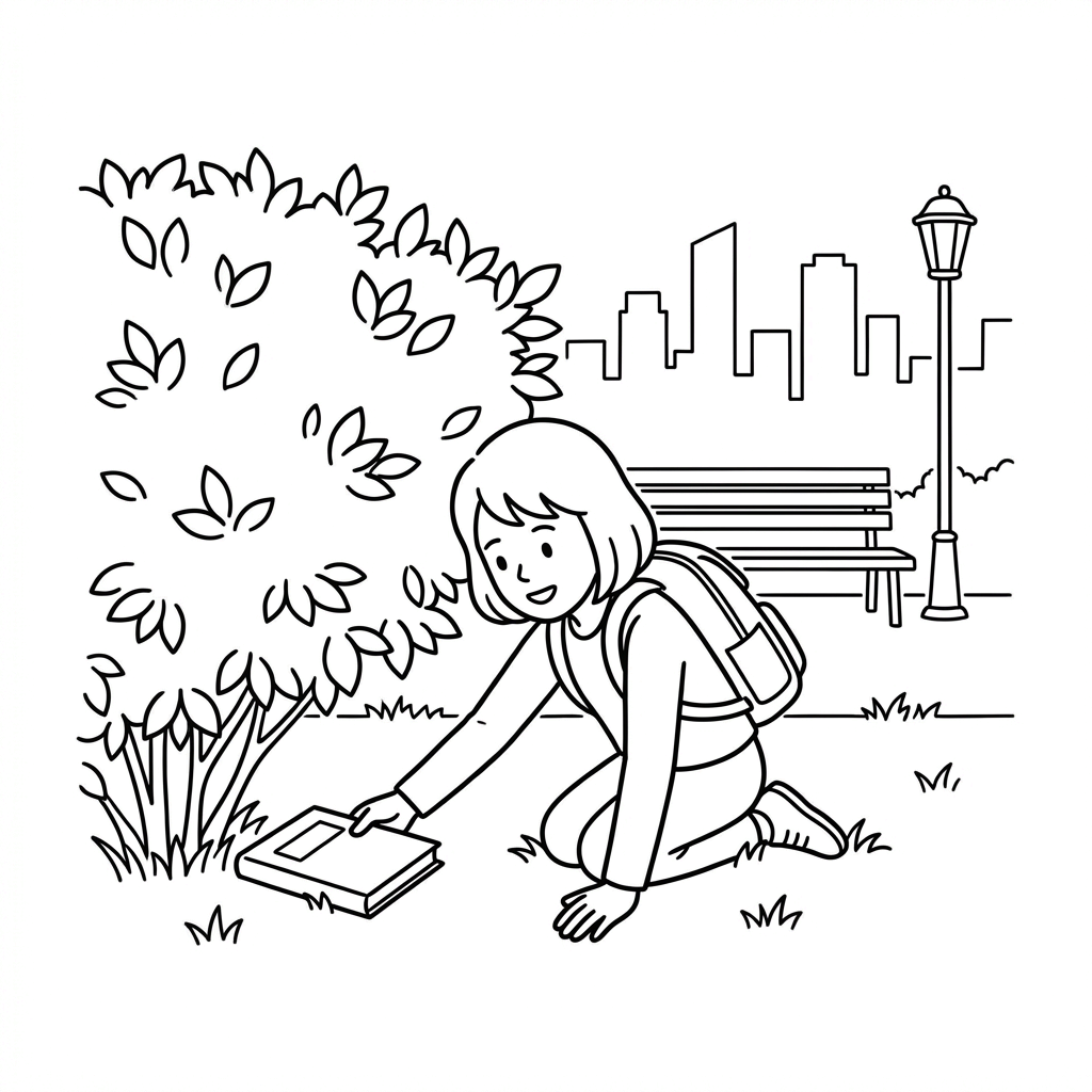 Girl finding the library book under her bed