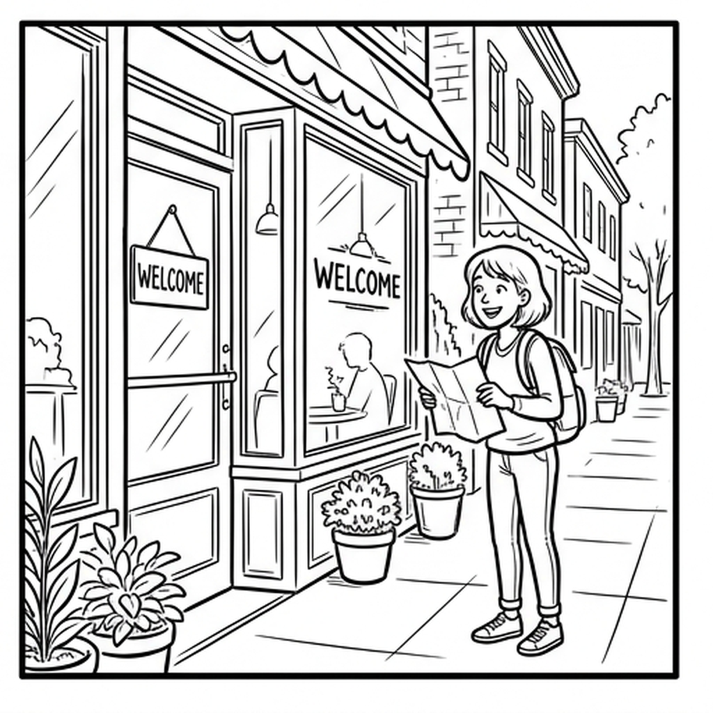 Arriving at the destination cafe